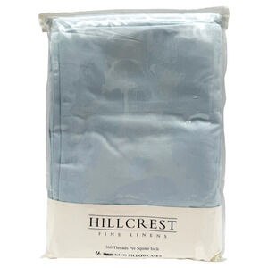 4 KING Pillow Cases Light Blue Hillcrest Sateen 360 TC Solid HTF NOS Sealed READ